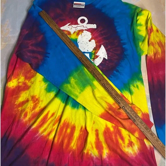 VINTAGE Seasons Best T Shirt Mens Large Great Lakes Michigan Tie Dye Made USA - Picture 8 of 8